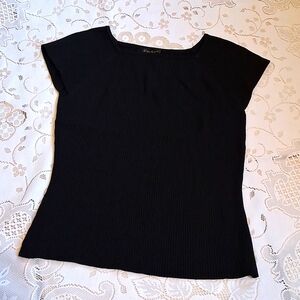 C'est City Black Ribbed Women's Top, Sz Large